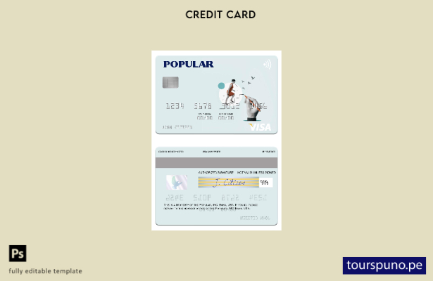 lista para imprimir plantilla de tarjeta visa bancaria de USA Popular, Inc.